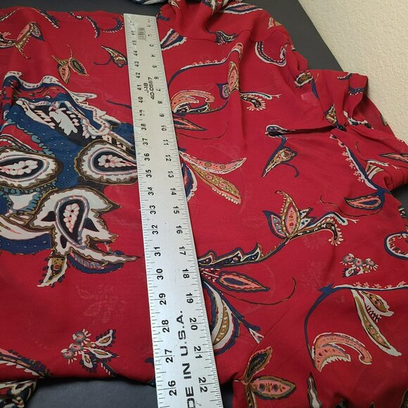 Soft Surroundings Womens L Paisley Tunic Dress Cami Red Blue Sheer Boho Peasant - Picture 9 of 13